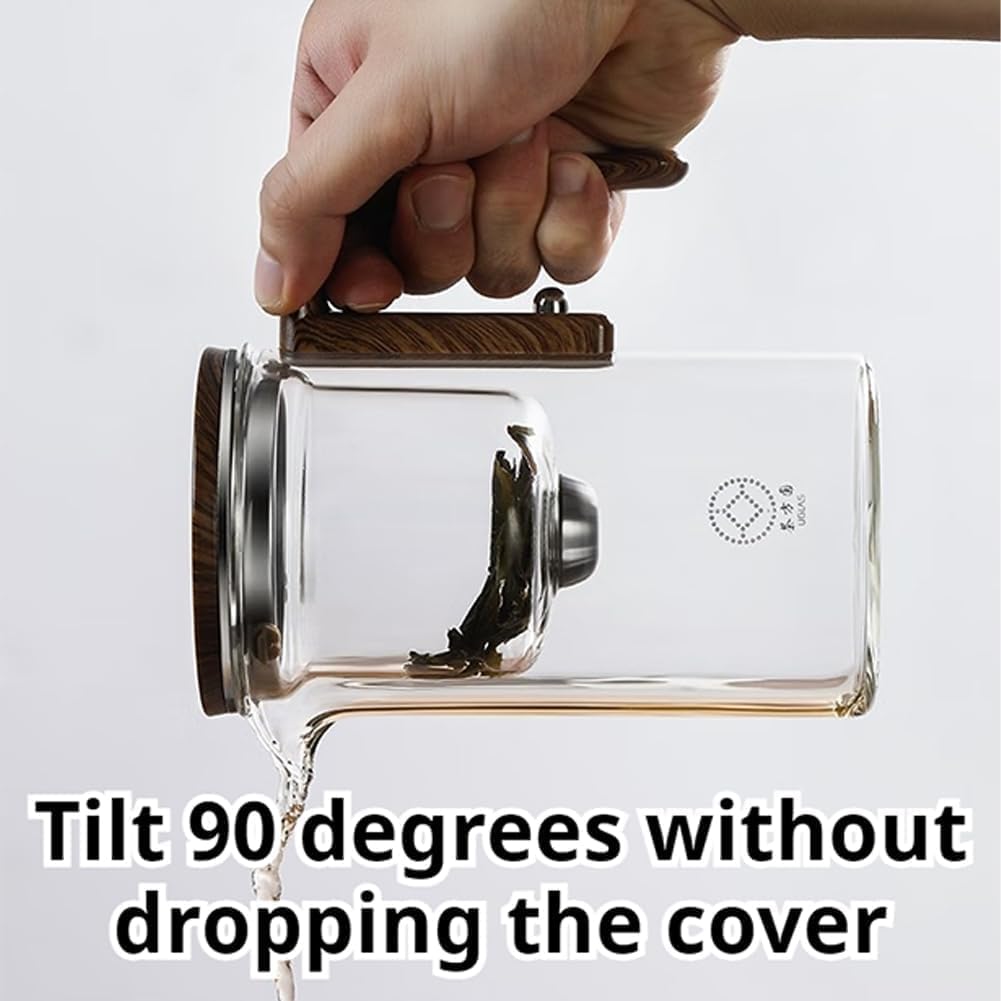 Enchantipot Magic Tea Pot with Water Separation Glass and Wooden Handle, Witchcraft Teapot - Gray 600ml