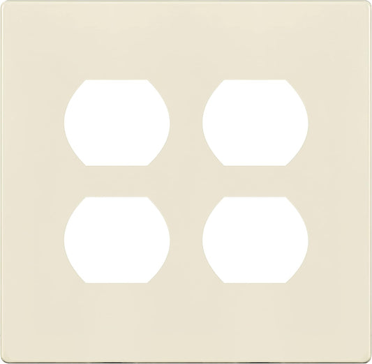 ENERLITES 2-Gang Screwless Duplex Wall Plate Outlet Cover, Child-Safe Polycarbonate, UL Listed, Glossy Light Almond