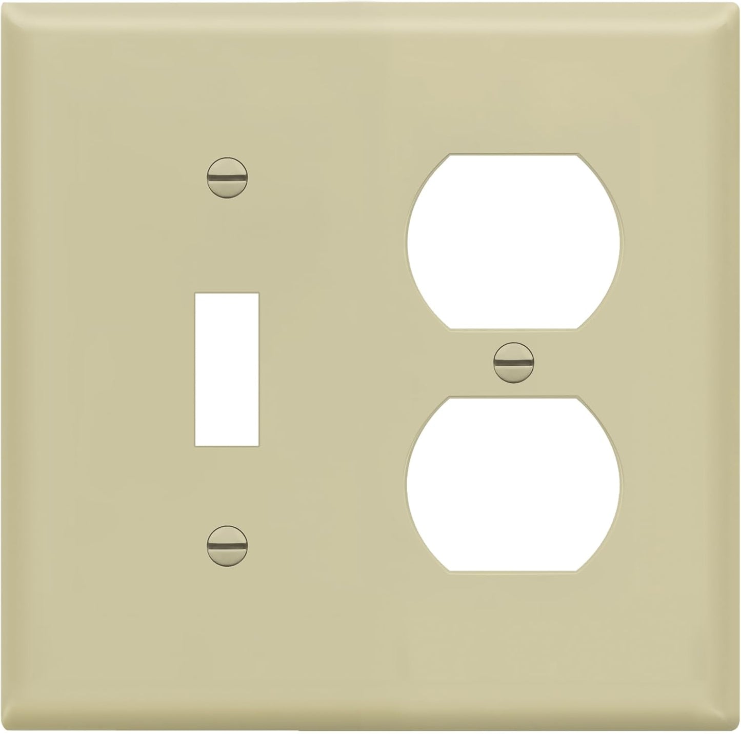 ENERLITES 2-Gang Toggle Light Switch & Duplex Outlet Wall Plate Cover, Ivory, UL Listed