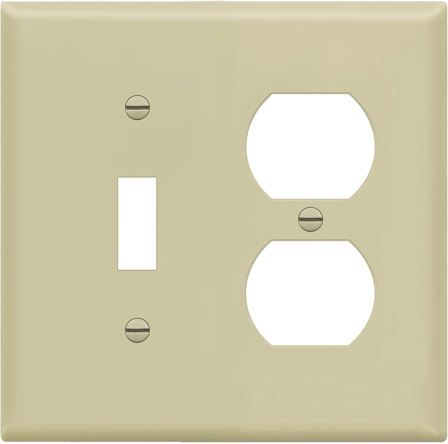 ENERLITES 2-Gang Toggle Light Switch & Duplex Outlet Wall Plate Cover, Ivory, UL Listed
