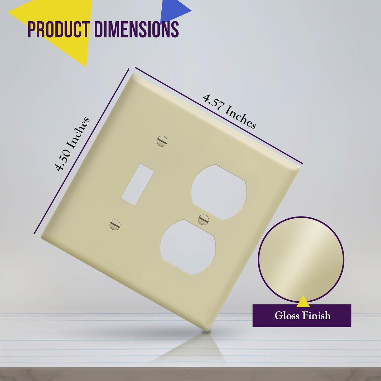 ENERLITES 2-Gang Toggle Light Switch & Duplex Outlet Wall Plate Cover, Ivory, UL Listed