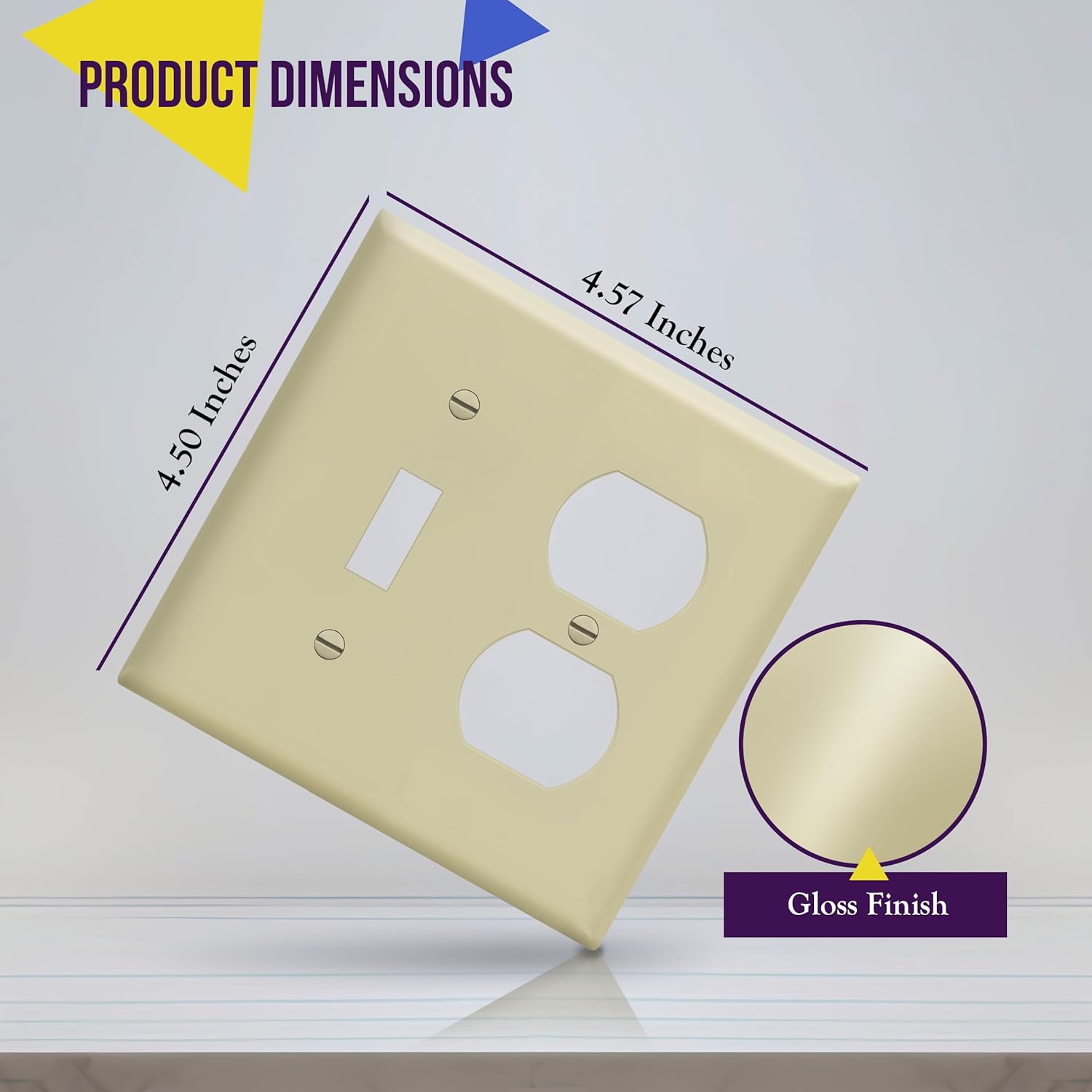 ENERLITES 2-Gang Toggle Light Switch & Duplex Outlet Wall Plate Cover, Ivory, UL Listed