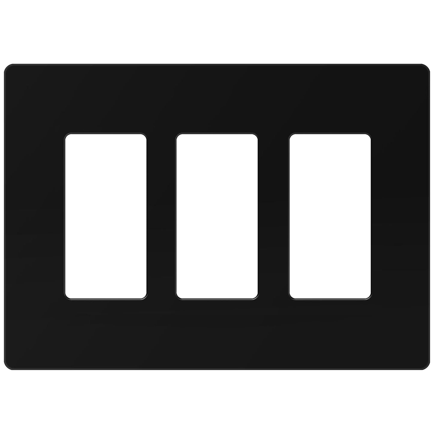 ENERLITES 3-Gang Screwless Decorator Wall Plate Outlet Covers, Child-Safe, Gloss Finish, 4.88" x 6.77", Unbreakable Black Polycarbonate Thermoplastic