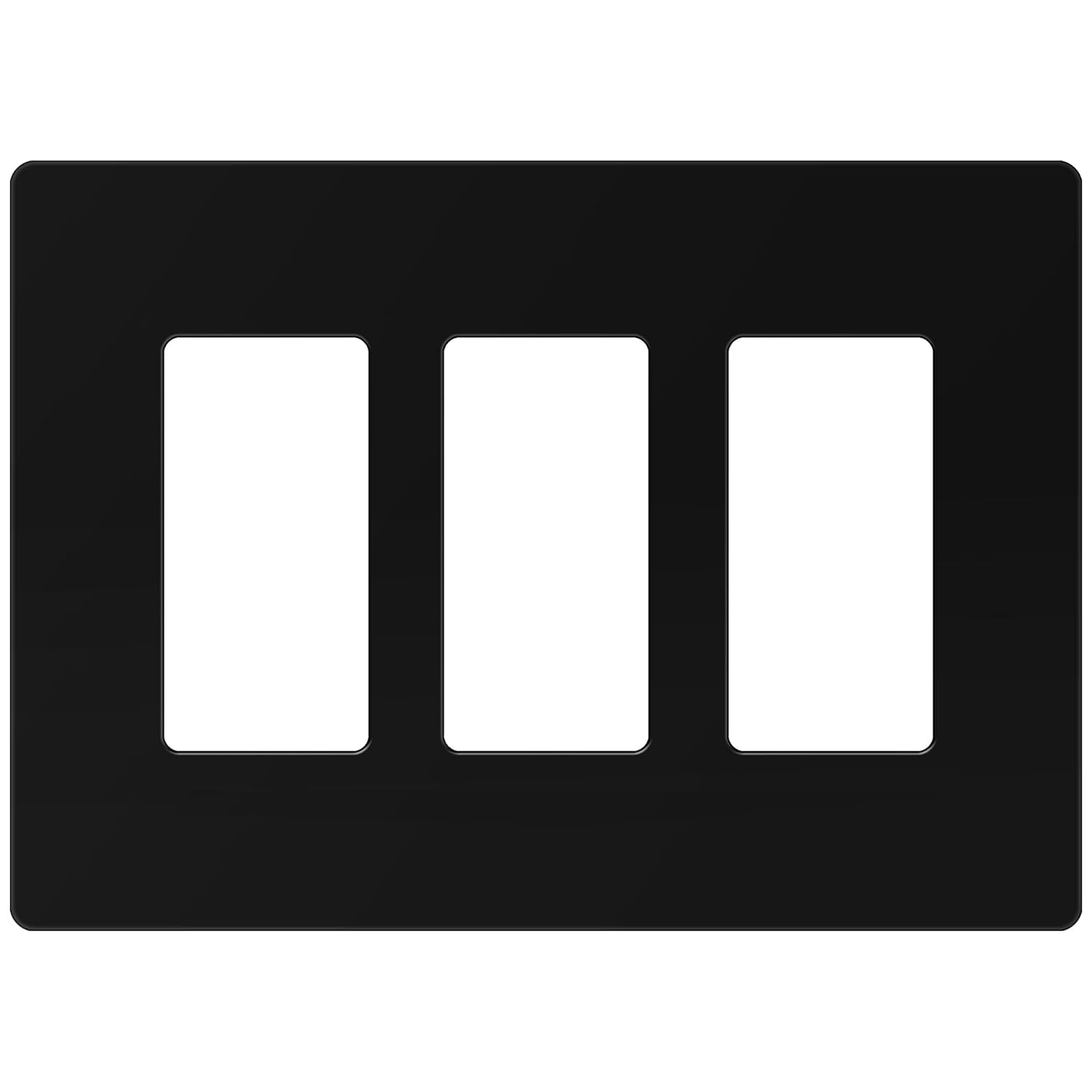 ENERLITES 3-Gang Screwless Decorator Wall Plate Outlet Covers, Child-Safe, Gloss Finish, 4.88" x 6.77", Unbreakable Black Polycarbonate Thermoplastic