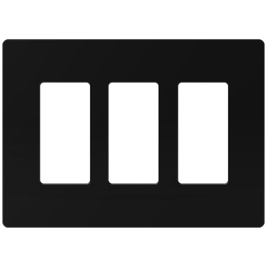 ENERLITES 3-Gang Screwless Decorator Wall Plate Outlet Covers, Child-Safe, Gloss Finish, 4.88" x 6.77", Unbreakable Black Polycarbonate Thermoplastic