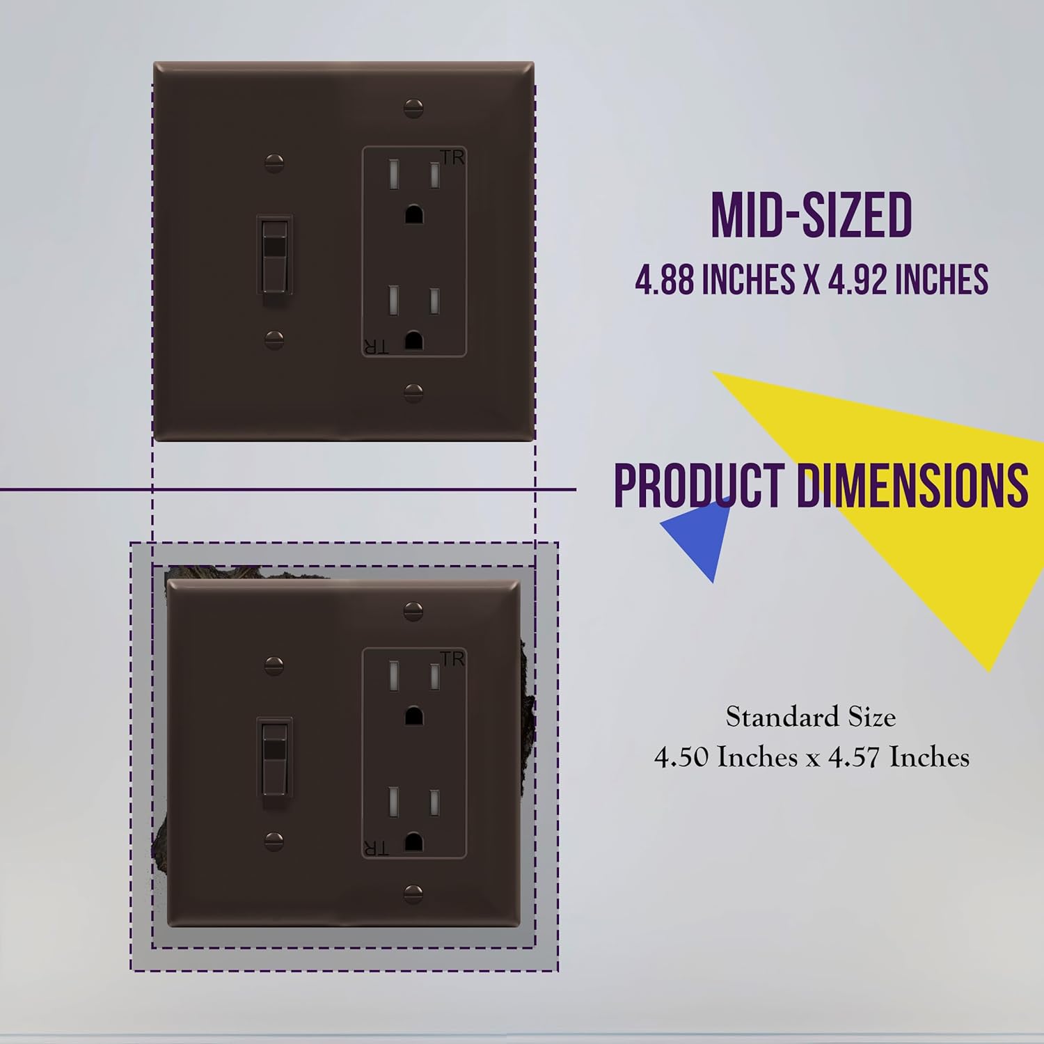 ENERLITES Double Switch Wall Plate, Mid-Size 2-Gang Toggle/Decorator Light Switch Plate, Polycarbonate Thermoplastic, Brown