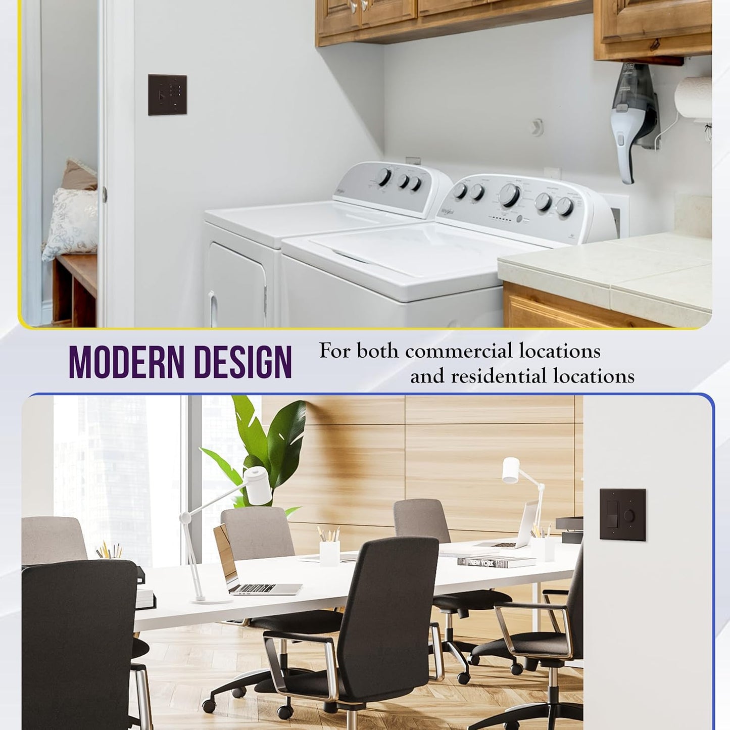 ENERLITES Double Switch Wall Plate, Mid-Size 2-Gang Toggle/Decorator Light Switch Plate, Polycarbonate Thermoplastic, Brown