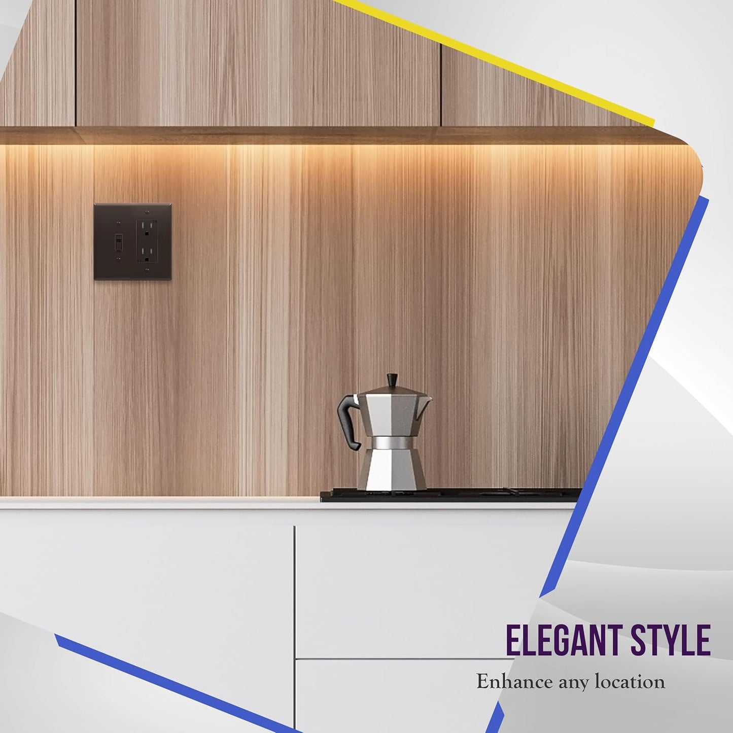 ENERLITES Double Switch Wall Plate, Mid-Size 2-Gang Toggle/Decorator Light Switch Plate, Polycarbonate Thermoplastic, Brown