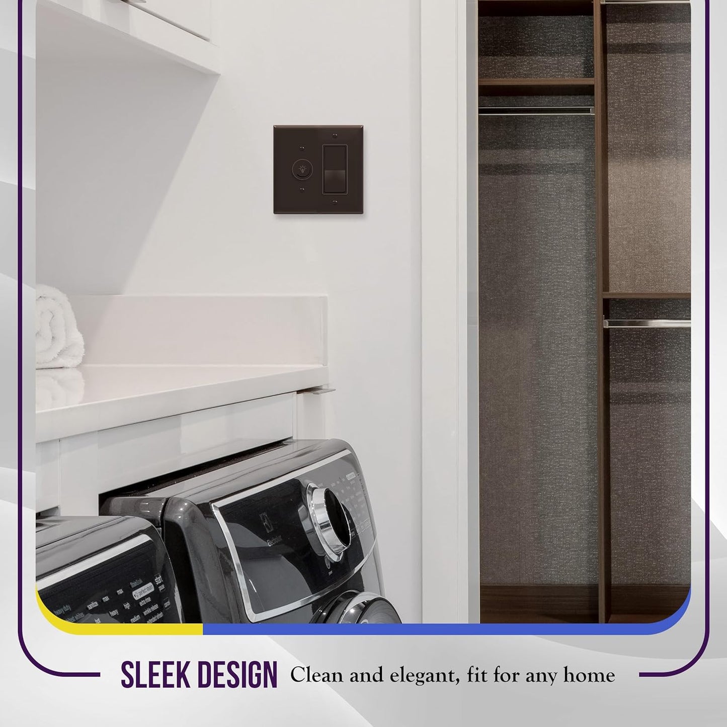 ENERLITES Double Switch Wall Plate, Mid-Size 2-Gang Toggle/Decorator Light Switch Plate, Polycarbonate Thermoplastic, Brown