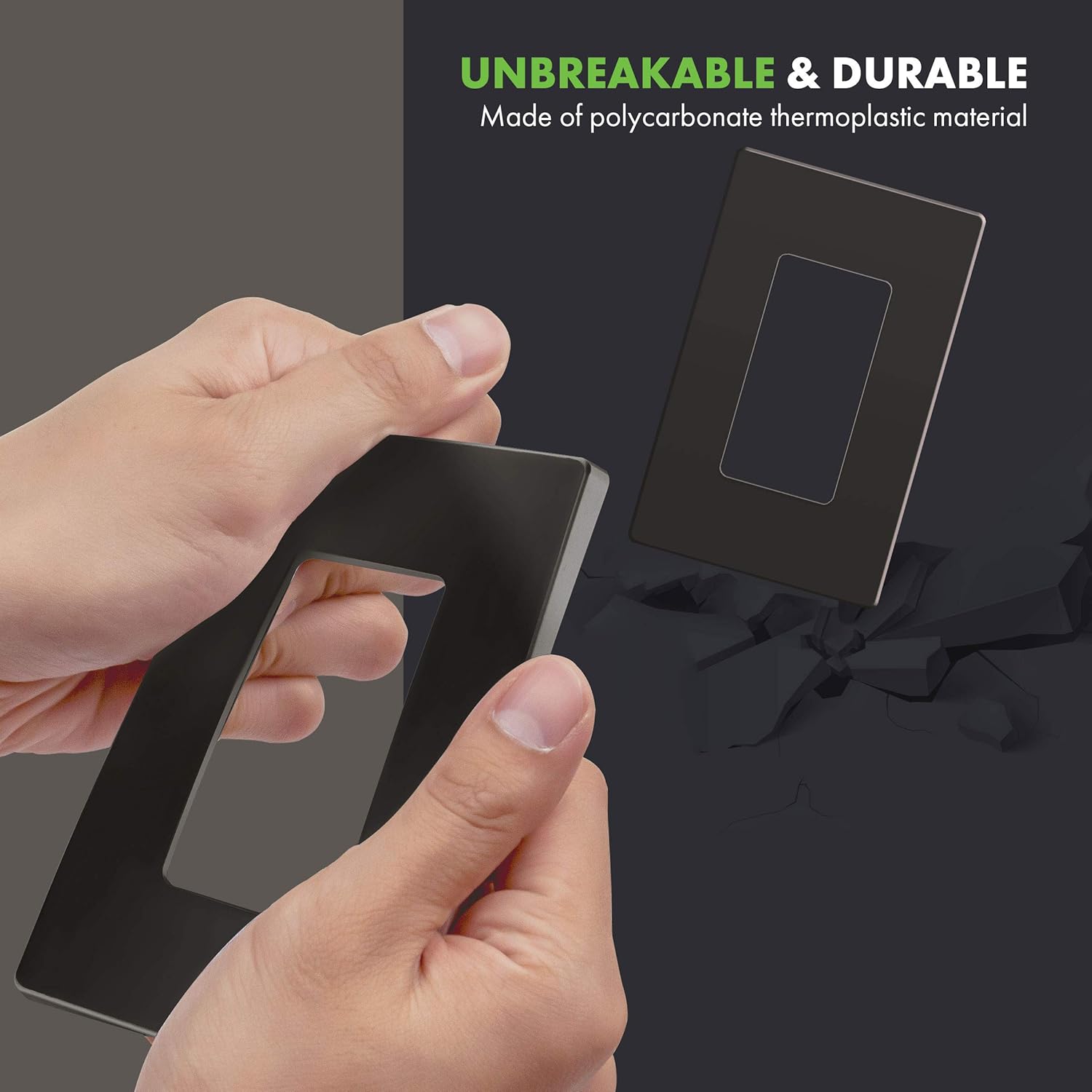 ENERLITES Elite Series 1-Gang Screwless Decorator Wall Plate Outlet Cover with Child Safety, Unbreakable Polycarbonate, Dark Bronze