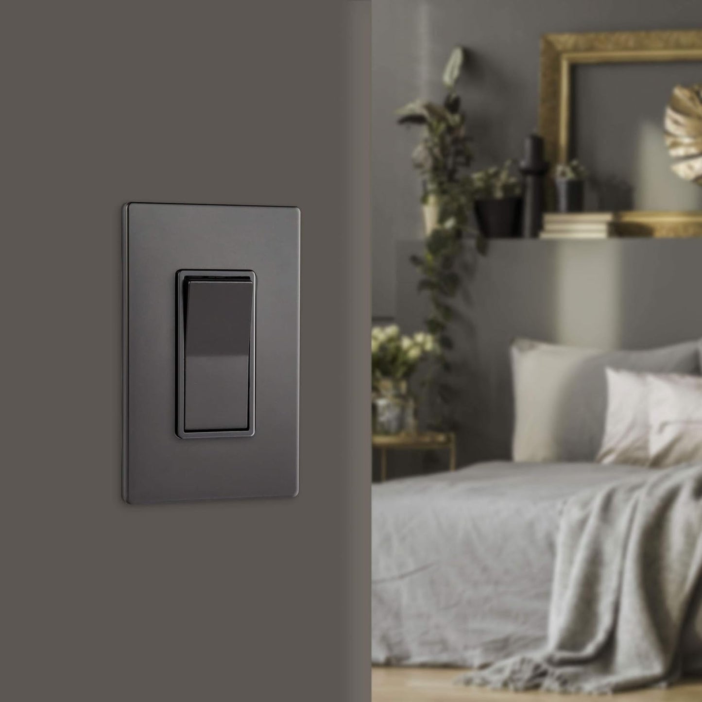 ENERLITES Elite Series 1-Gang Screwless Decorator Wall Plate Outlet Cover with Child Safety, Unbreakable Polycarbonate, Dark Bronze