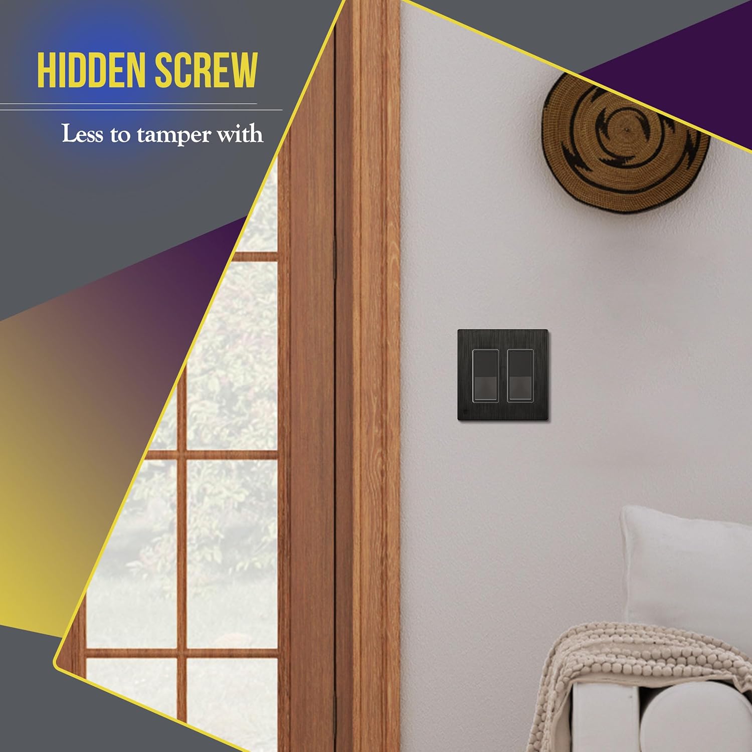 ENERLITES Elite Series 2-Gang Screwless Decorator Wall Plate in Brushed Dark Bronze - Child Safe Outlet Cover with Gloss Finish, Unbreakable Polycarbonate Thermoplastic - SI8832-BDB