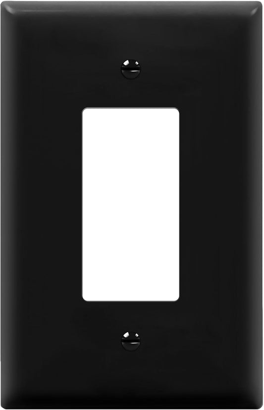 ENERLITES Oversized 1-Gang Black Wall Plate for Light Switch or Outlet - Gloss Finish, Unbreakable Polycarbonate, UL Listed