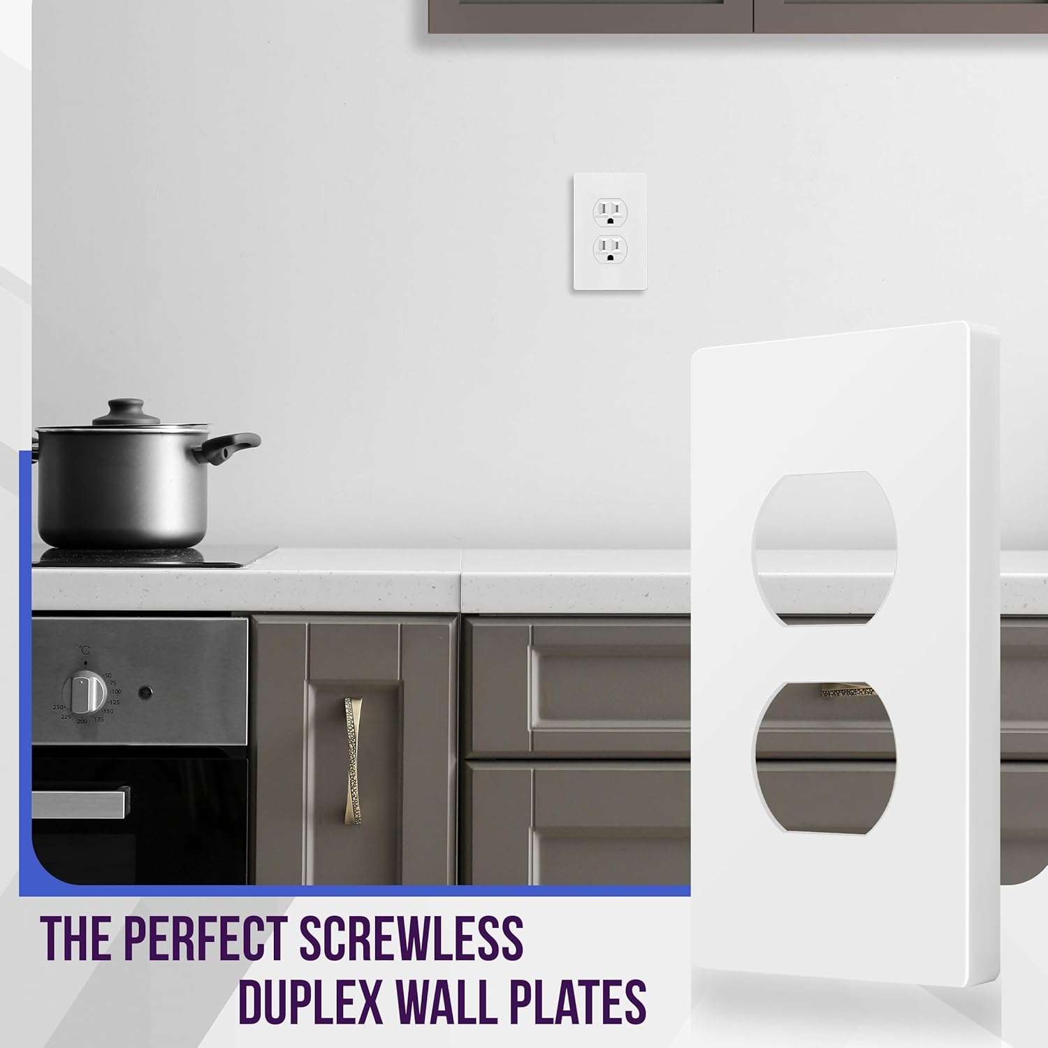 ENERLITES Screwless Standard Size 1-Gang Wall Plate, Child-Safe Outlet Cover, Unbreakable Polycarbonate, Glossy White, UL Listed