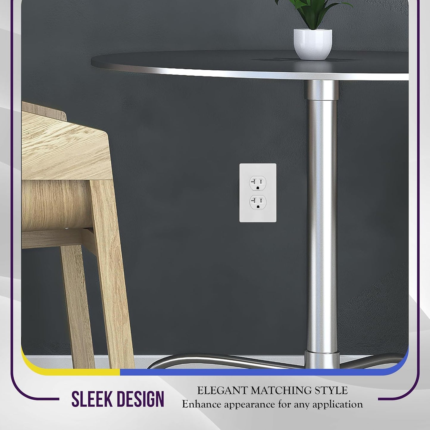 ENERLITES Screwless Standard Size 1-Gang Wall Plate, Child-Safe Outlet Cover, Unbreakable Polycarbonate, Glossy White, UL Listed