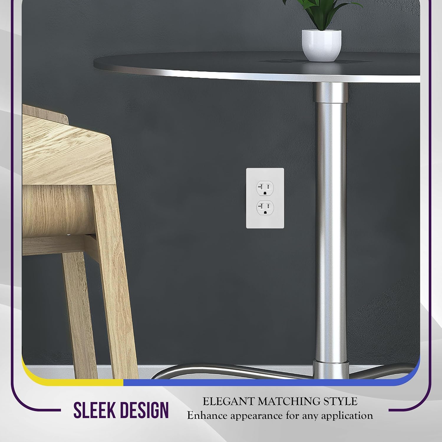 ENERLITES Screwless Standard Size 1-Gang Wall Plate, Child-Safe Outlet Cover, Unbreakable Polycarbonate, Glossy White, UL Listed