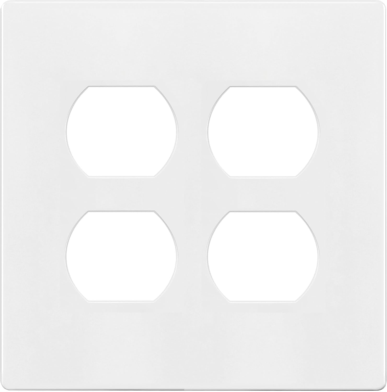 ENERLITES SI8822-W Screwless Duplex Wall Plate, Child Safe Outlet Cover, 2-Gang 4.68" x 4.73", Unbreakable Polycarbonate, Glossy White - UL Listed