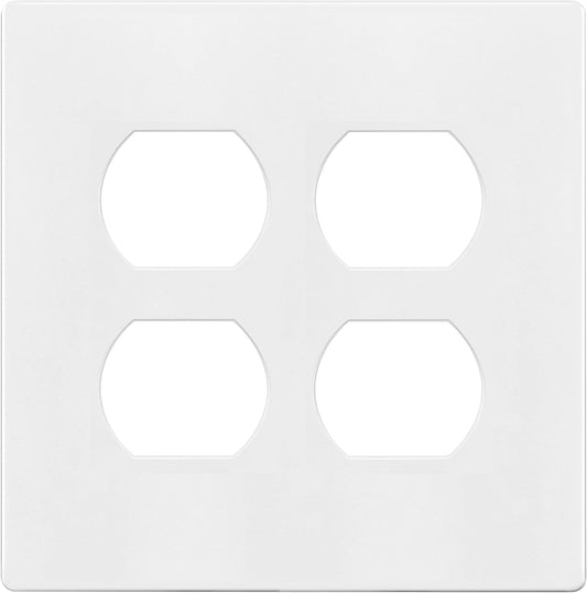 ENERLITES SI8822-W Screwless Duplex Wall Plate, Child Safe Outlet Cover, 2-Gang 4.68" x 4.73", Unbreakable Polycarbonate, Glossy White - UL Listed