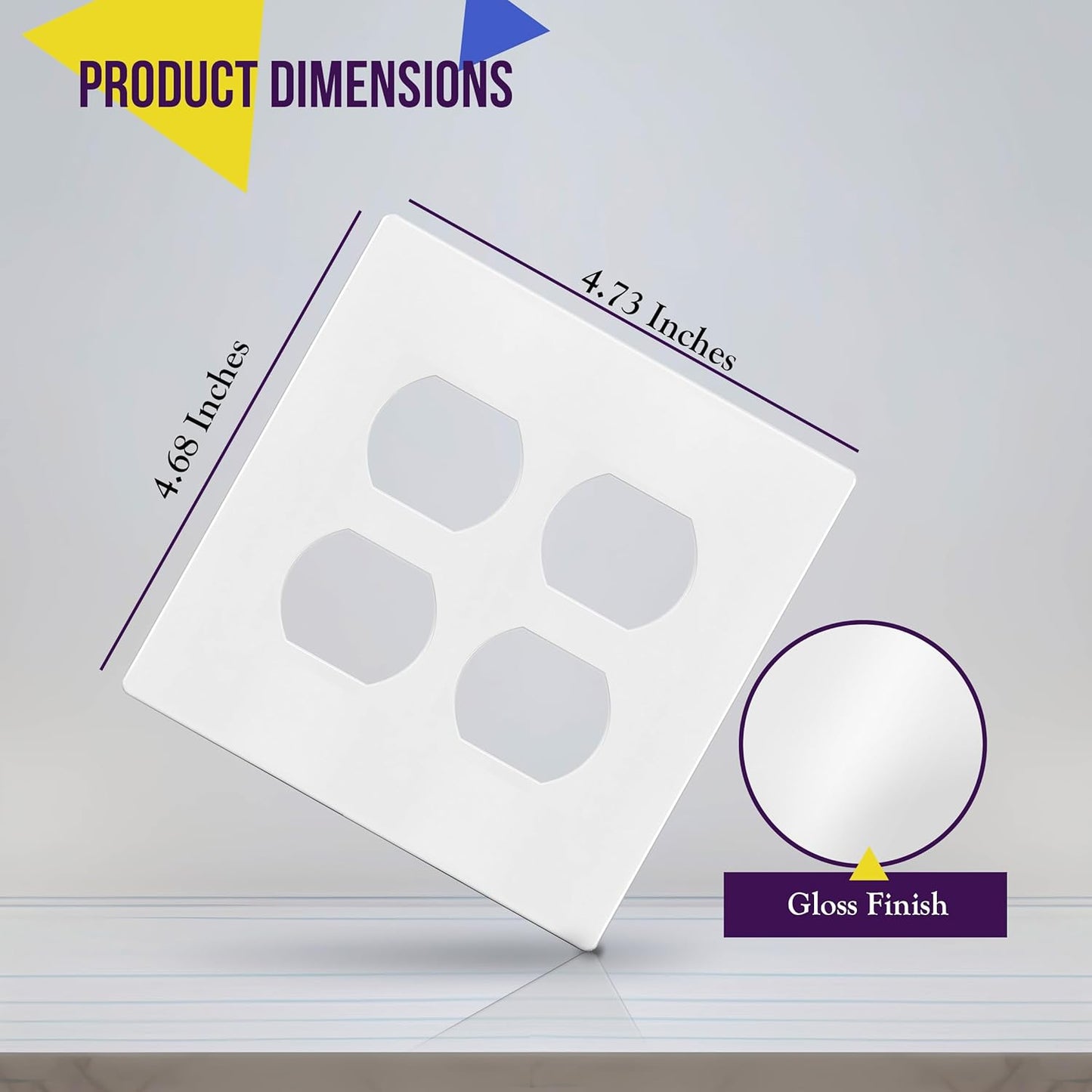 ENERLITES SI8822-W Screwless Duplex Wall Plate, Child Safe Outlet Cover, 2-Gang 4.68" x 4.73", Unbreakable Polycarbonate, Glossy White - UL Listed