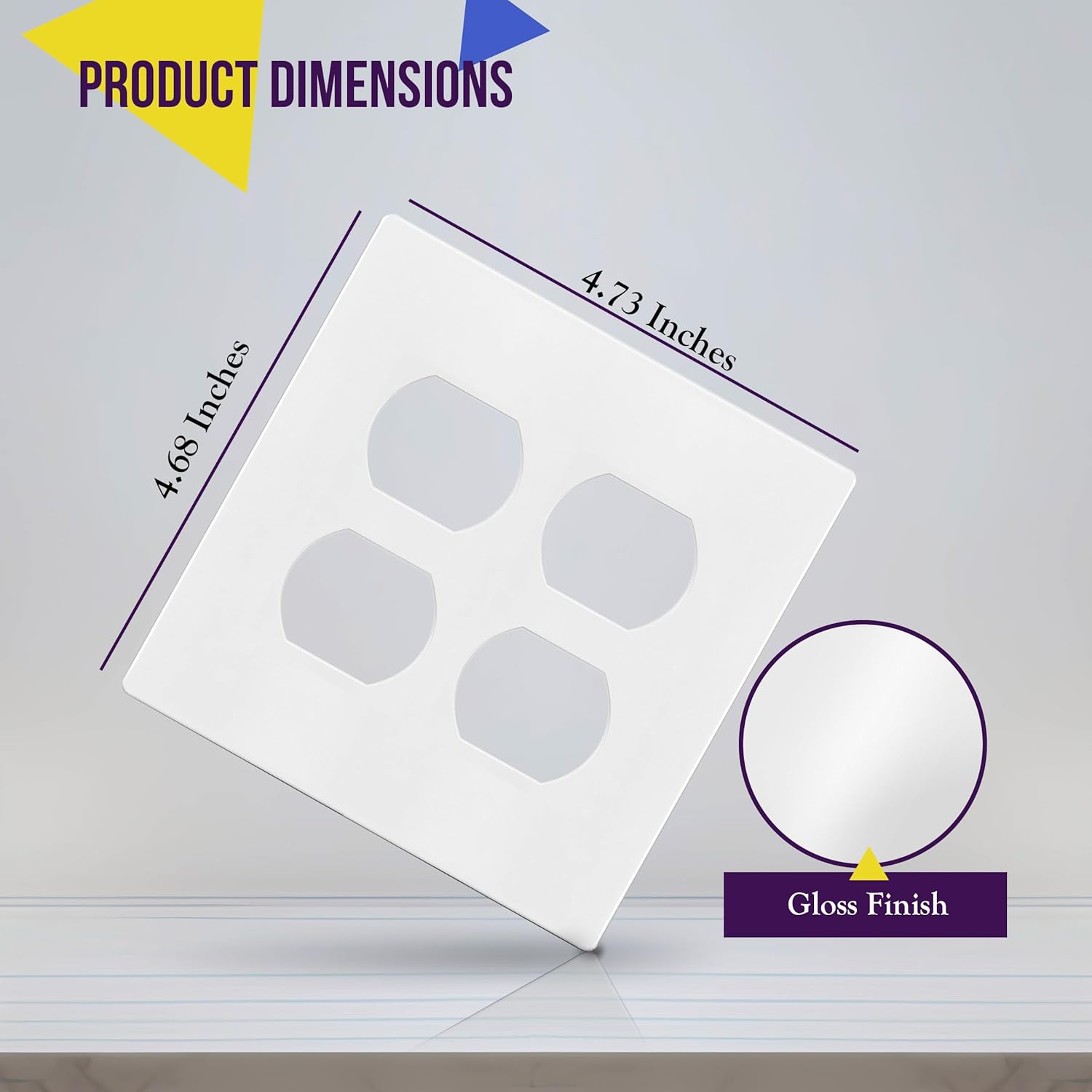 ENERLITES SI8822-W Screwless Duplex Wall Plate, Child Safe Outlet Cover, 2-Gang 4.68" x 4.73", Unbreakable Polycarbonate, Glossy White - UL Listed