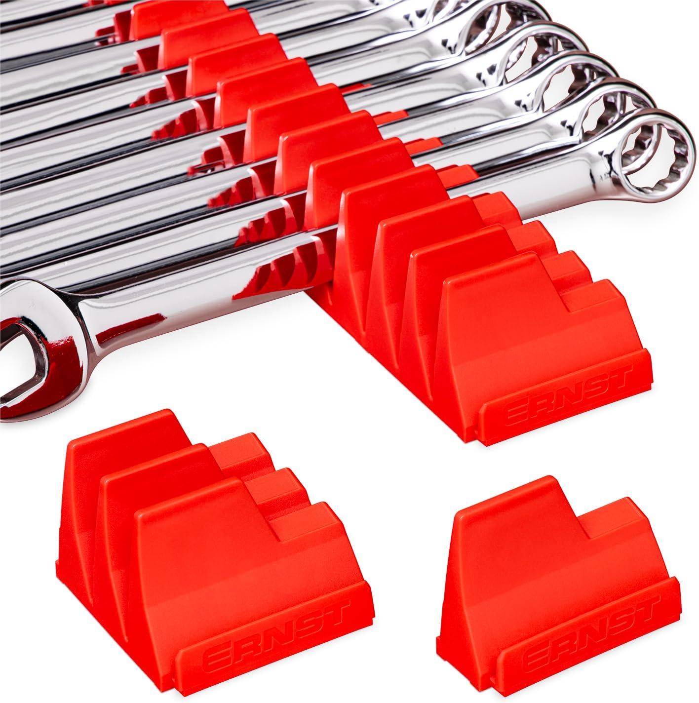 Ernst Manufacturing Wrench Pro Wrench Storage Rack for 20 Wrenches with Anti-Slip Cleats - Red - USA Made