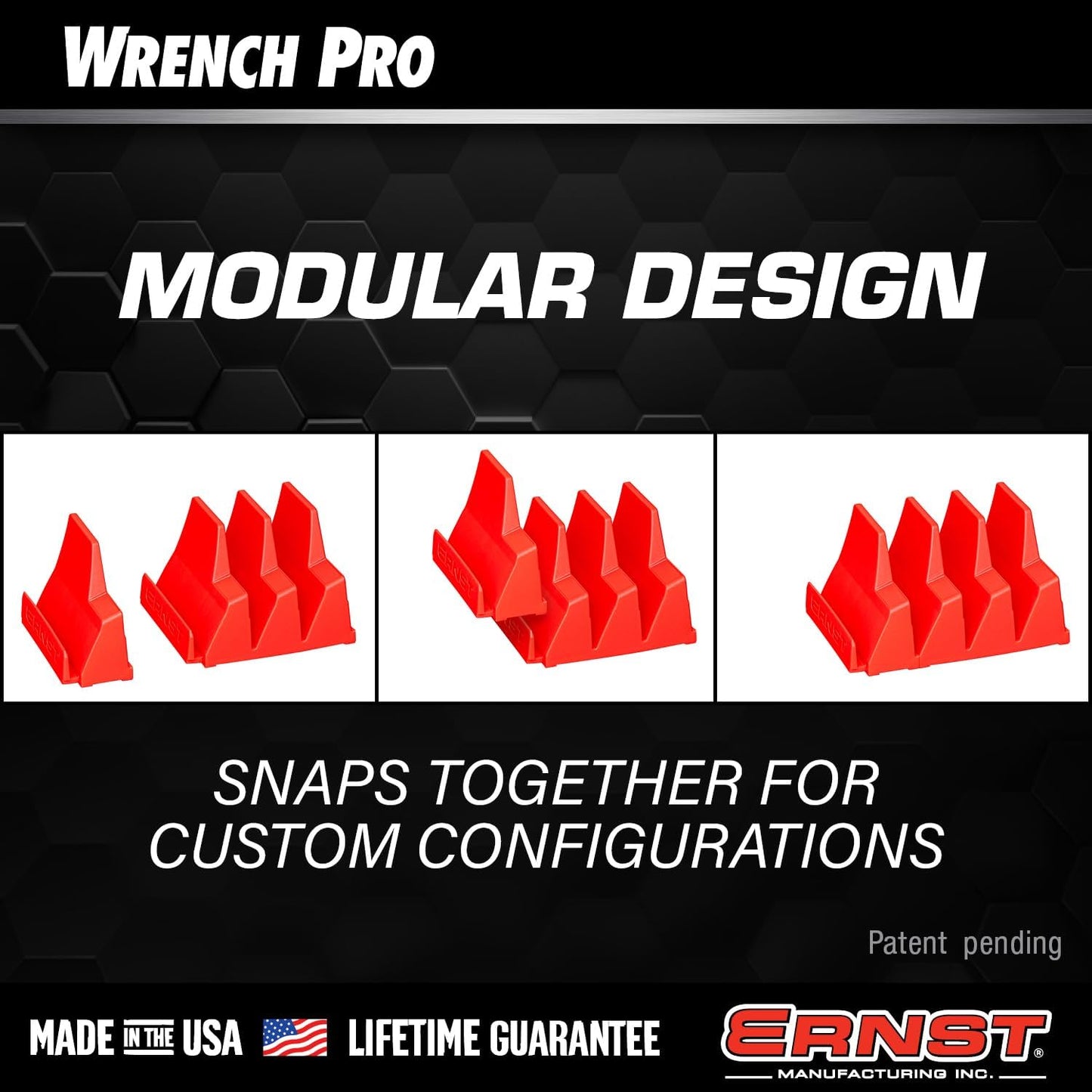 Ernst Manufacturing Wrench Pro Wrench Storage Rack for 20 Wrenches with Anti-Slip Cleats - Red - USA Made