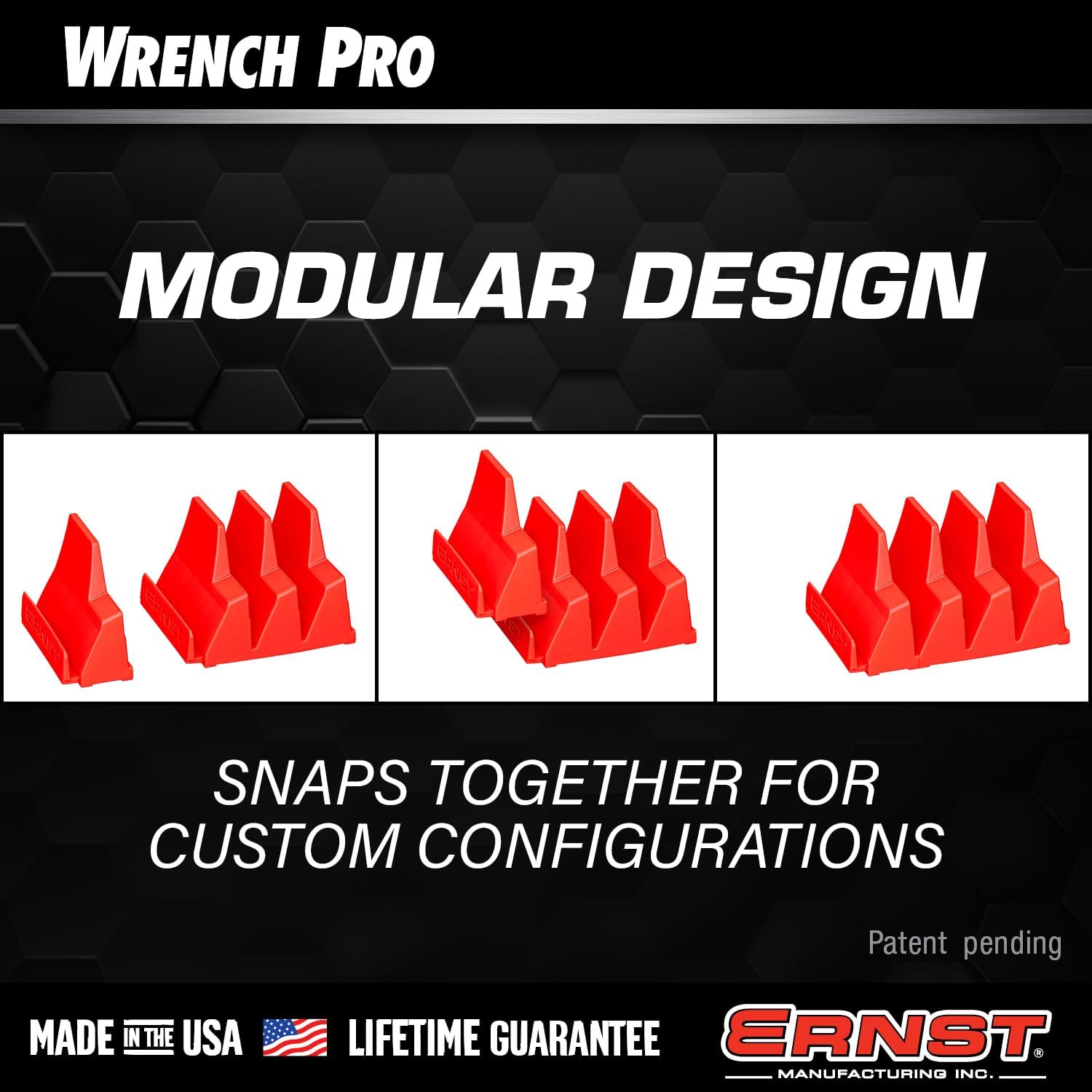 Ernst Manufacturing Wrench Pro Wrench Storage Rack for 20 Wrenches with Anti-Slip Cleats - Red - USA Made