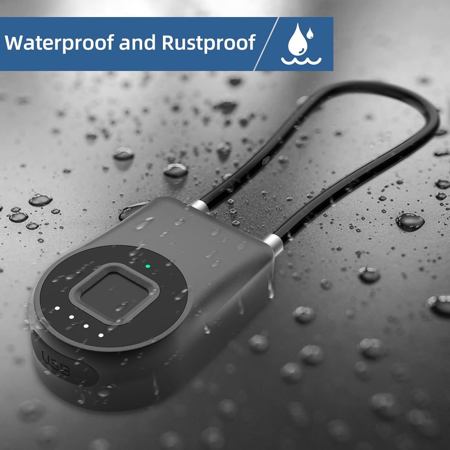 Eseesmart Long Shackle Fingerprint Cable Lock with APP Control - Waterproof Outdoor Padlock for Gym, Luggage, Cabinets - WildKart