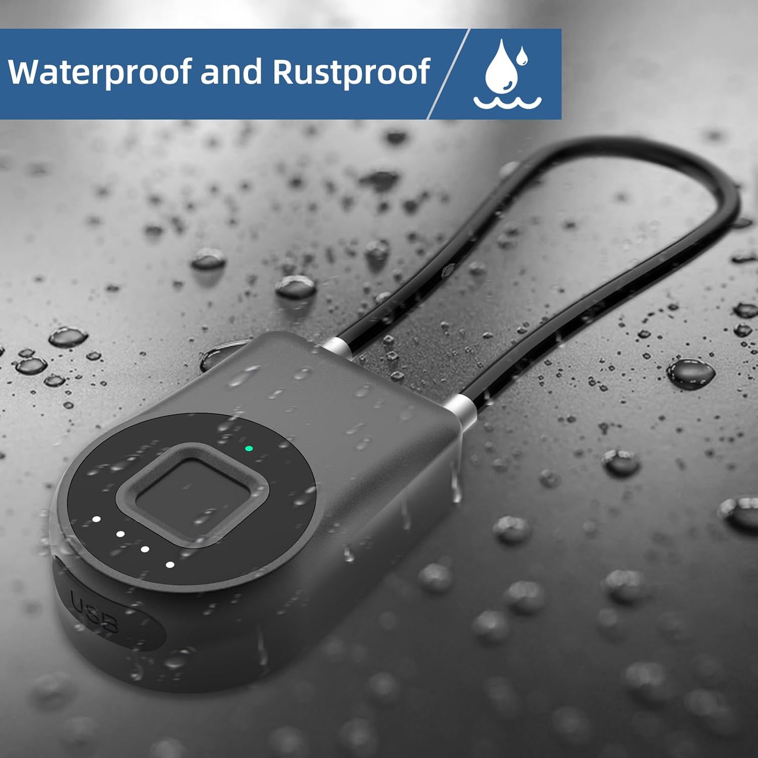 Eseesmart Long Shackle Fingerprint Cable Lock with APP Control - Waterproof Outdoor Padlock for Gym, Luggage, Cabinets - WildKart