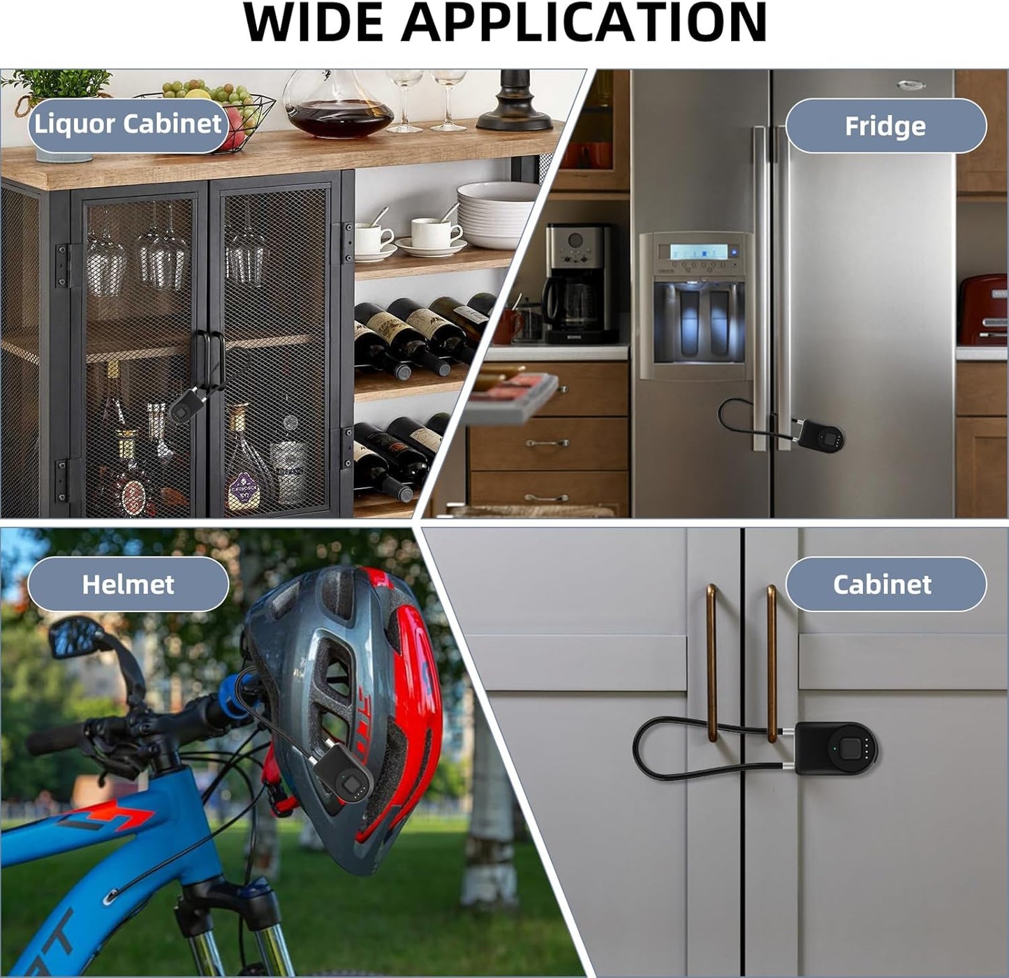 Eseesmart Long Shackle Fingerprint Cable Lock with APP Control - Waterproof Outdoor Padlock for Gym, Luggage, Cabinets - WildKart