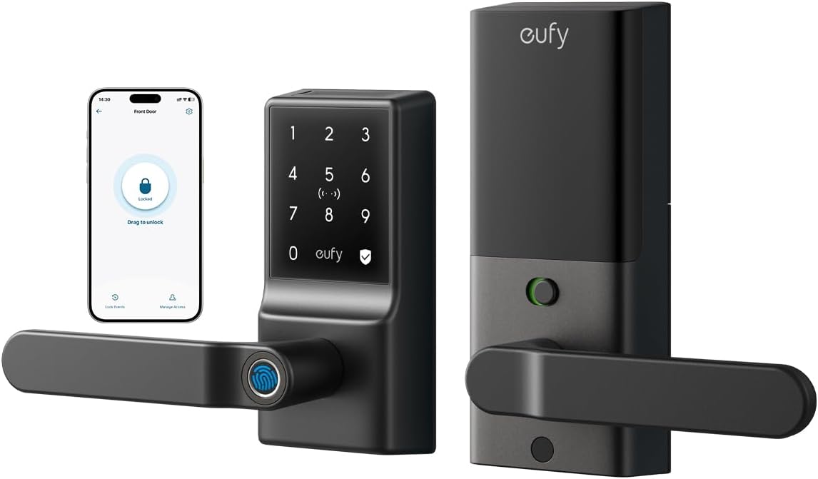 eufy Security Smart Lock C33 with Fingerprint Biometric Keyless Entry and Wi-Fi Control, Auto-Lock and IP53 Waterproof Design - WildKart