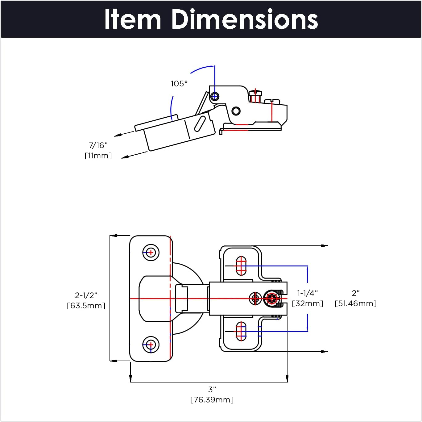 Euro Cabinet Concealed Hinge Self Closing 1/2 Inch Overlay Polished Nickel Finish - Easy Install Face Frame Design - WildKart
