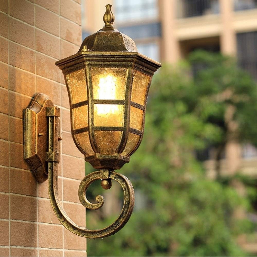 European Retro Oil Rubbing Bronze Finish Exterior Wall Lantern for Villa Balcony Glass Lantern Wall Lamp - Home Garden Courtyard Wall Sconce