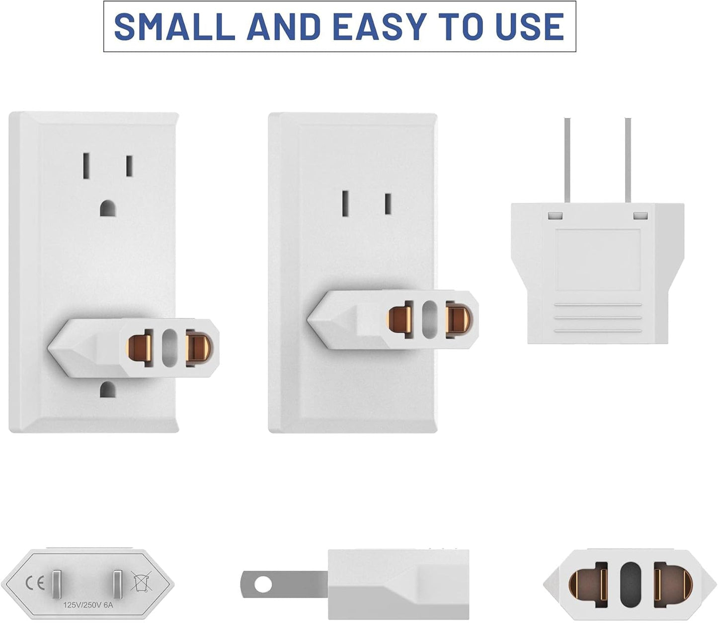 European to US Plug Adapter - Best Fireproof Safe Travel Adapter for Australia, China, Italy, and Switzerland - Simple and Easy to Use Outlet Adapter for USA