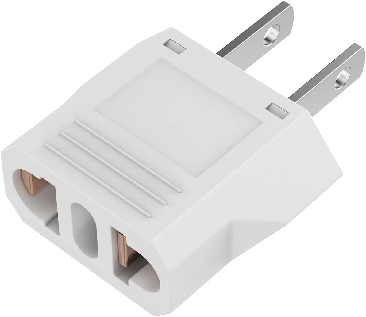 European to US Plug Adapter - Best Fireproof Safe Travel Adapter for Australia, China, Italy, and Switzerland - Simple and Easy to Use Outlet Adapter for USA