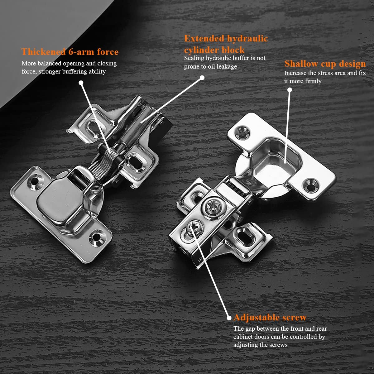 Evanda Stainless Steel Overlay Soft Close Cabinet Hinges 2 Pack - Self Closing Door Hinges for Kitchen Cabinets - 1/2 inch with Mounting Screws - 3 Way Adjustability
