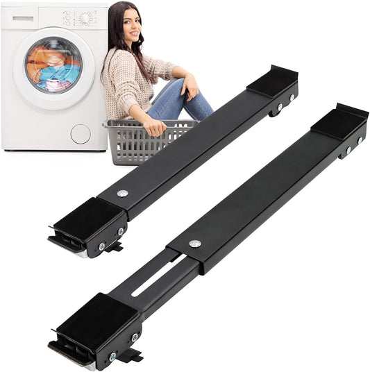 Extendable Furniture Mover Tools with 24 Rollers & Brakes - Heavy Duty Appliances Roller Equipment for Washing Machines, Dryers, Refrigerators - Mobile Wheels with Strong Base Stand (660 lb Capacity, Black)