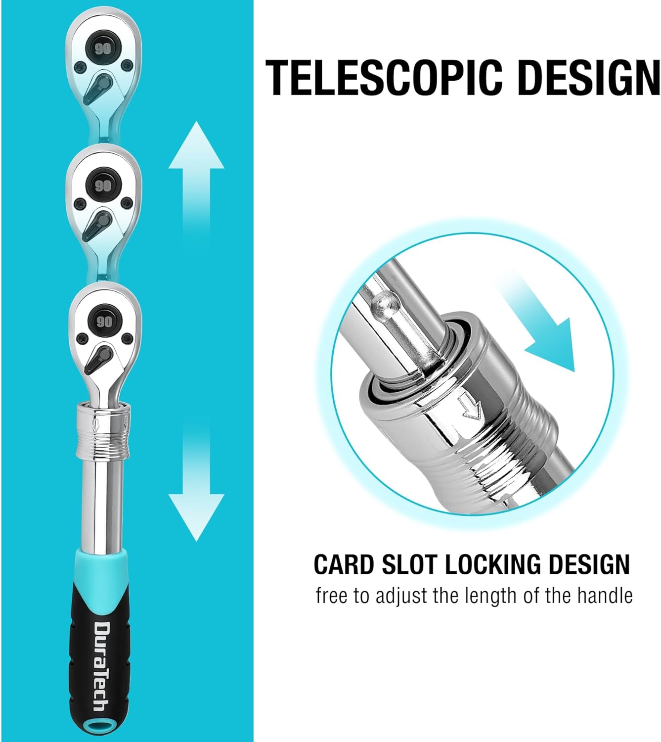 Extendable Ratchet Set with 90-Tooth Drive for Precision Tightening