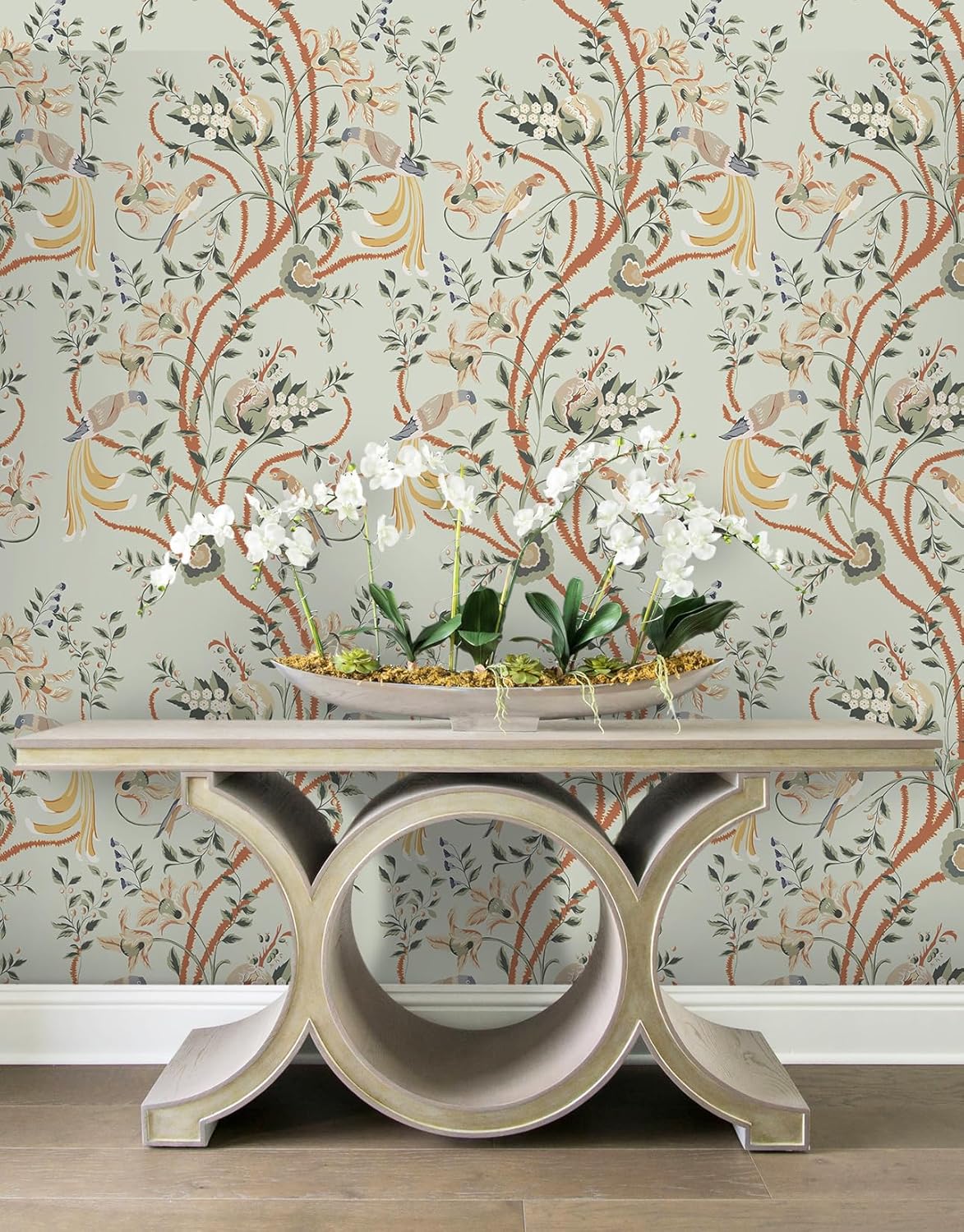 Extra-Wide Green Floral Peel and Stick Wallpaper - 23.62"x118" - Removable DIY Self Adhesive Contact Paper for Livingroom and Bedroom Decor