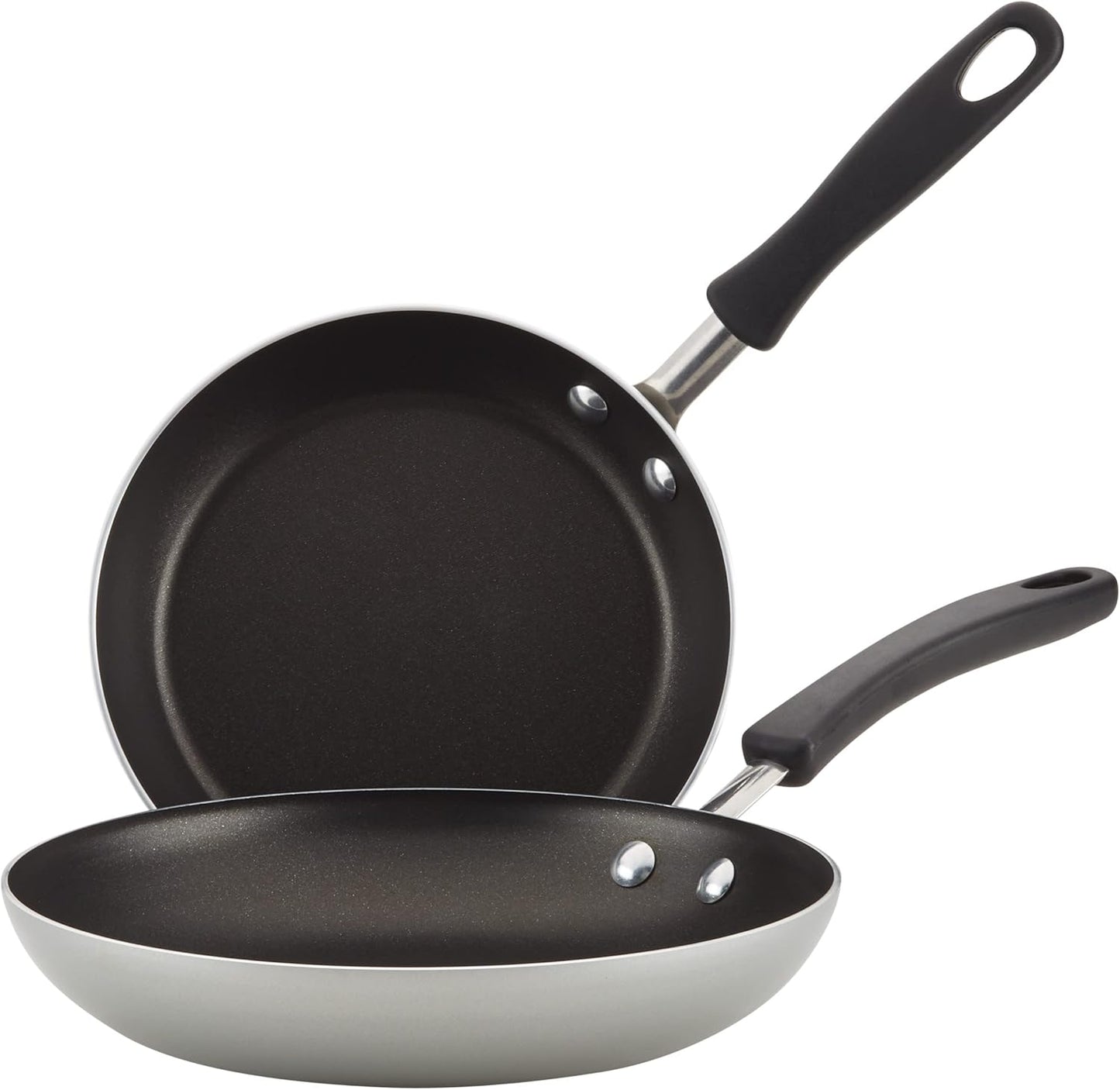 Farberware Cookstart DiamondMax Nonstick Frying Pans Set, Dishwasher Safe, 8.25 Inch and 10 Inch, Silver Color