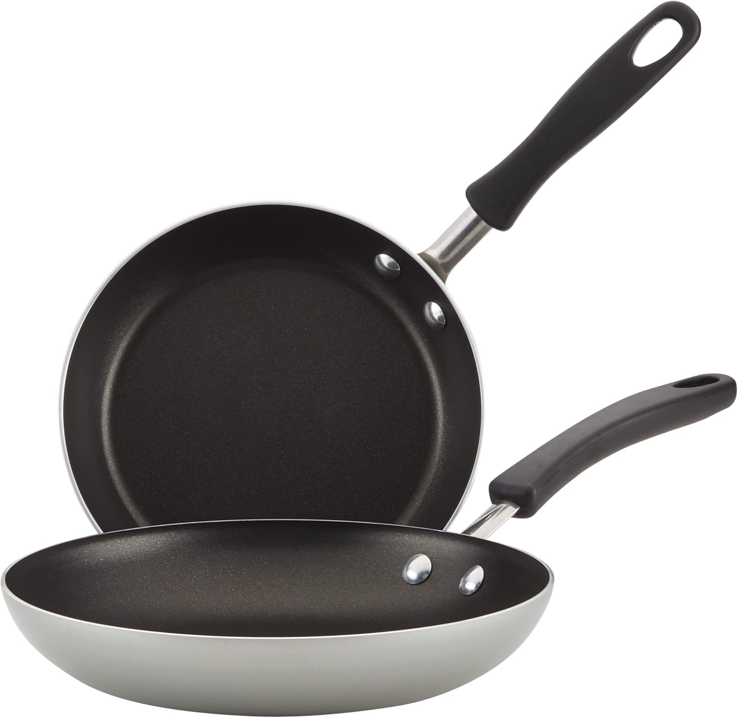 Farberware Cookstart DiamondMax Nonstick Frying Pans Set, Dishwasher Safe, 8.25 Inch and 10 Inch, Silver Color
