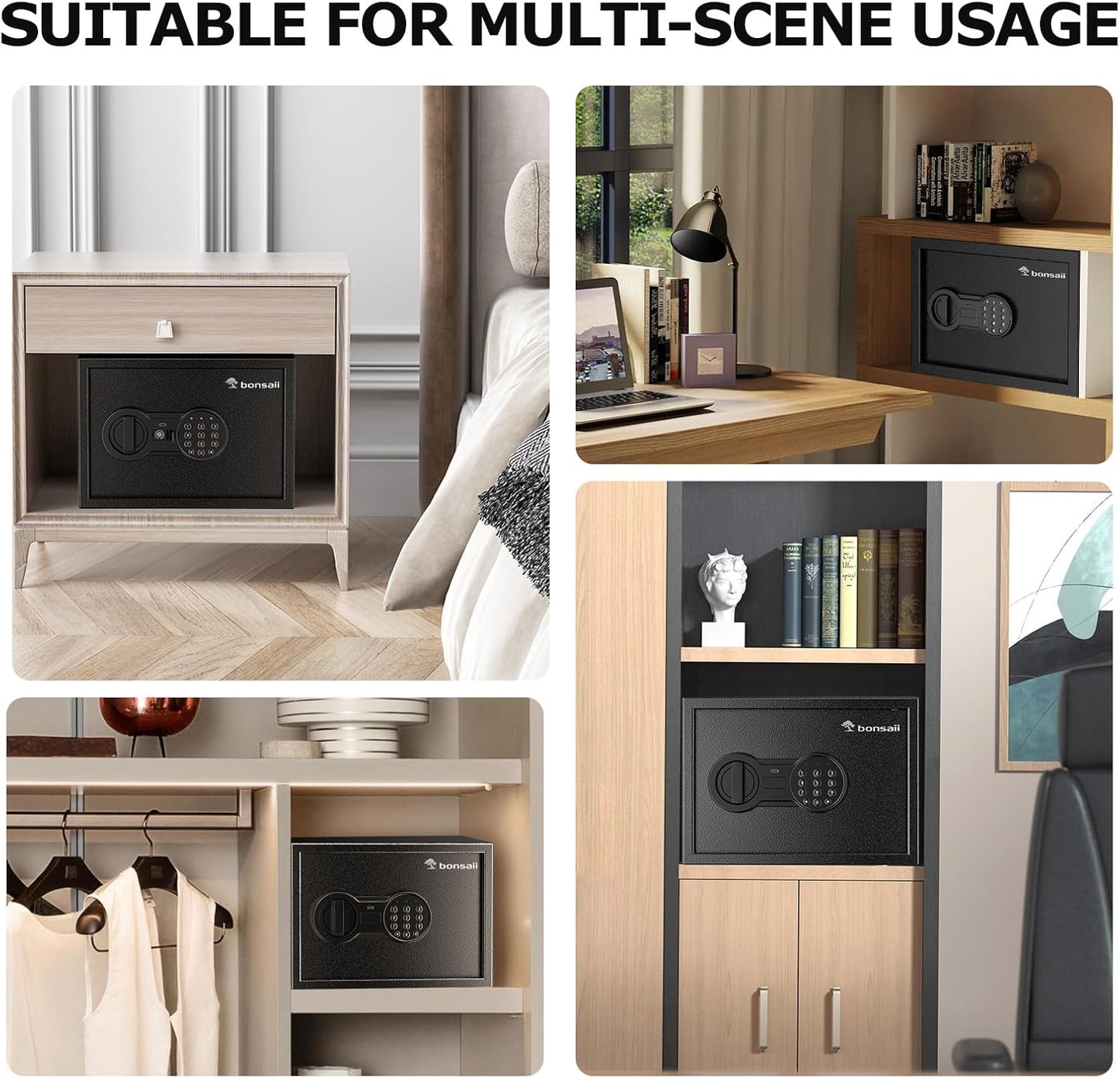 Fireproof Home Safe Box with Removable Shelf for Money, Jewelry & Valuables - 0.6 Cubic Feet, Black - 9.84" x 13.78" x 9.84