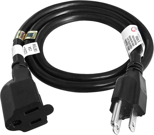 FIRMERST 3-Foot 14 AWG 15A Black Heavy Duty Extension Cord - 1875W Power Capacity