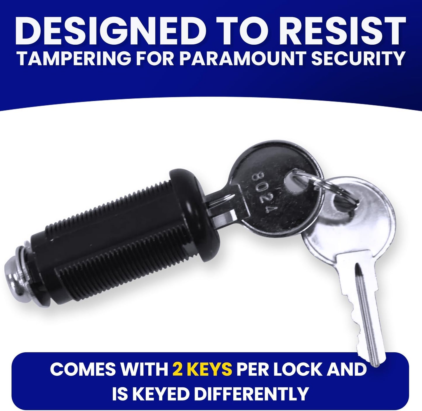 FJM Security 9100A-BLK-KD Disc Tumbler Cam Lock - Smart Home & Cabinet Baby Proofing Solution - 1 3/8” Cylinder - Black Finish