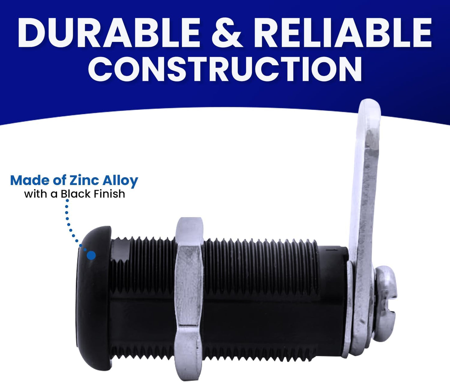 FJM Security 9100A-BLK-KD Disc Tumbler Cam Lock - Smart Home & Cabinet Baby Proofing Solution - 1 3/8” Cylinder - Black Finish