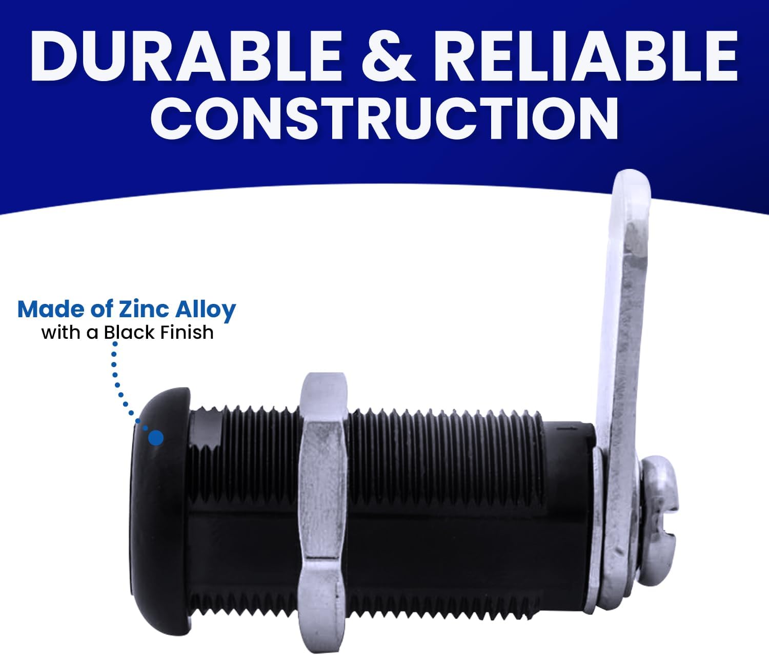 FJM Security 9100A-BLK-KD Disc Tumbler Cam Lock - Smart Home & Cabinet Baby Proofing Solution - 1 3/8” Cylinder - Black Finish