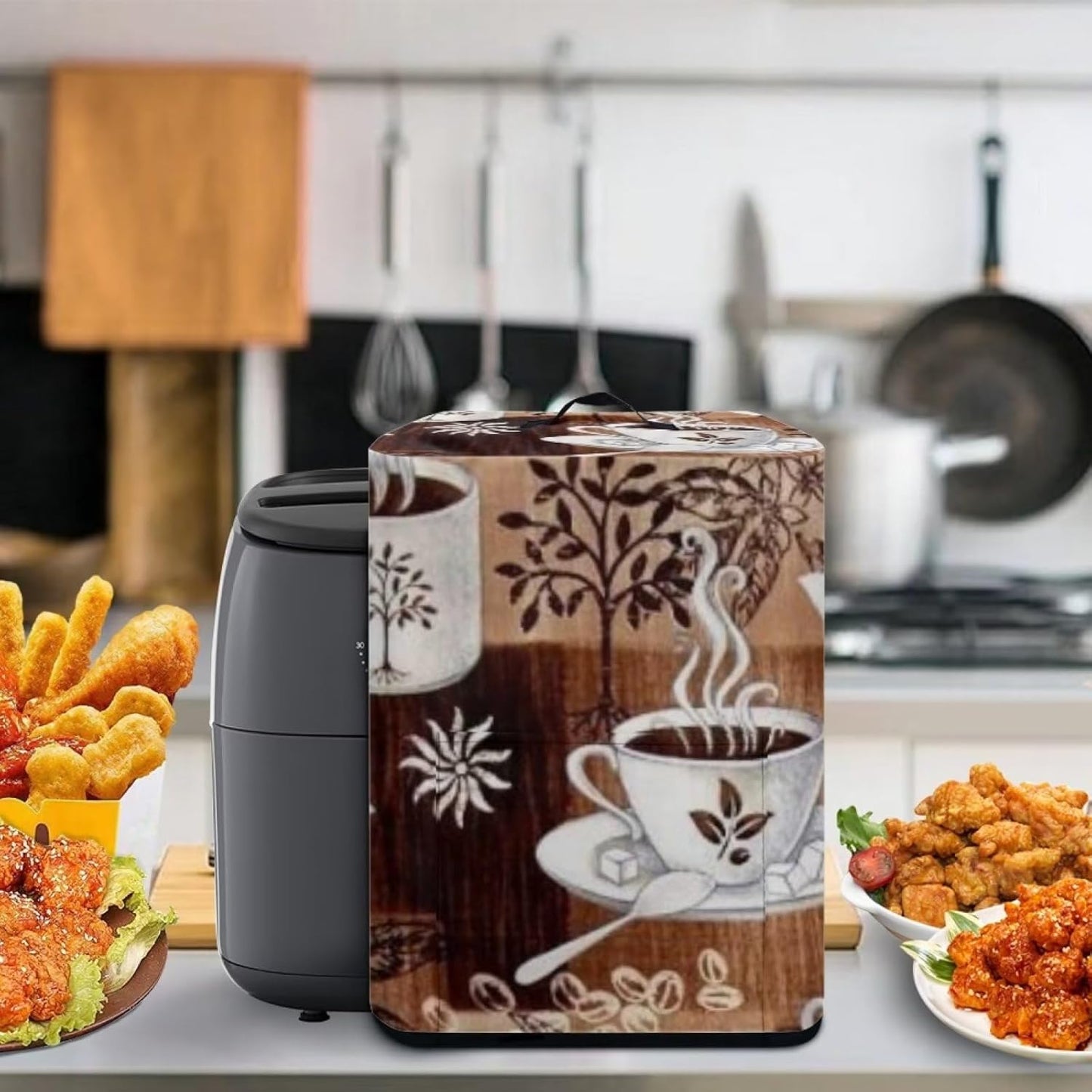 FKELYI Small Appliance Air Fryer Cooker Cover with Storage Pocket - Washable Dust-proof Mushroom Design