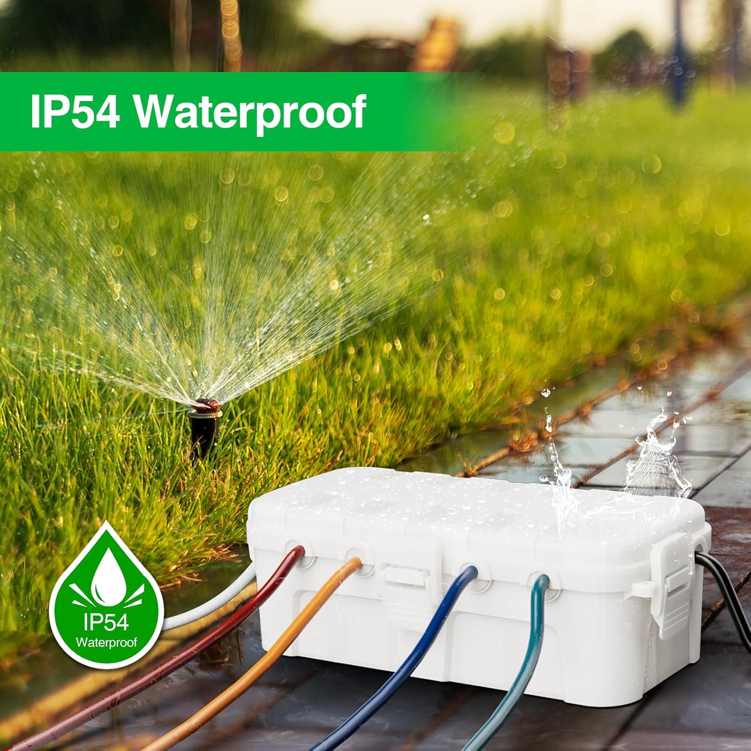 Flemoon Medium Outdoor Electrical Box (11.5x5.2x4 inch) - Weatherproof Extension Cord Cover with 6 Cable Entry Ports for Power Strip, Timer, Plug, Holiday Lights - IP54 Waterproof - White