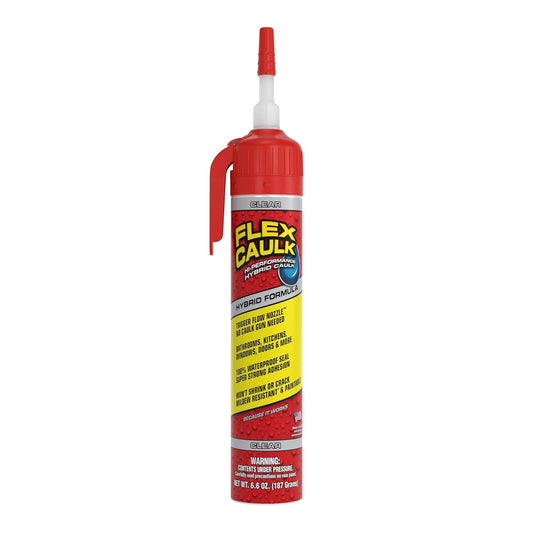 Flex Seal Flex Caulk - Waterproof & Paintable Sealant for Indoor/Outdoor Use - Ideal for Bath, Shower, Sink, Window, Baseboards, Doors, RVs, Roofs, Wood, Auto & Marine - Clear, 6.6 oz, 1-Pack
