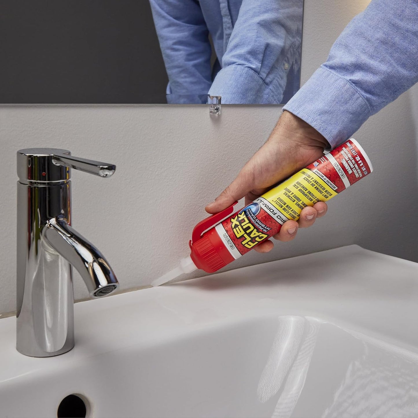 Flex Seal Flex Caulk - Waterproof & Paintable Sealant for Indoor/Outdoor Use - Ideal for Bath, Shower, Sink, Window, Baseboards, Doors, RVs, Roofs, Wood, Auto & Marine - Clear, 6.6 oz, 1-Pack